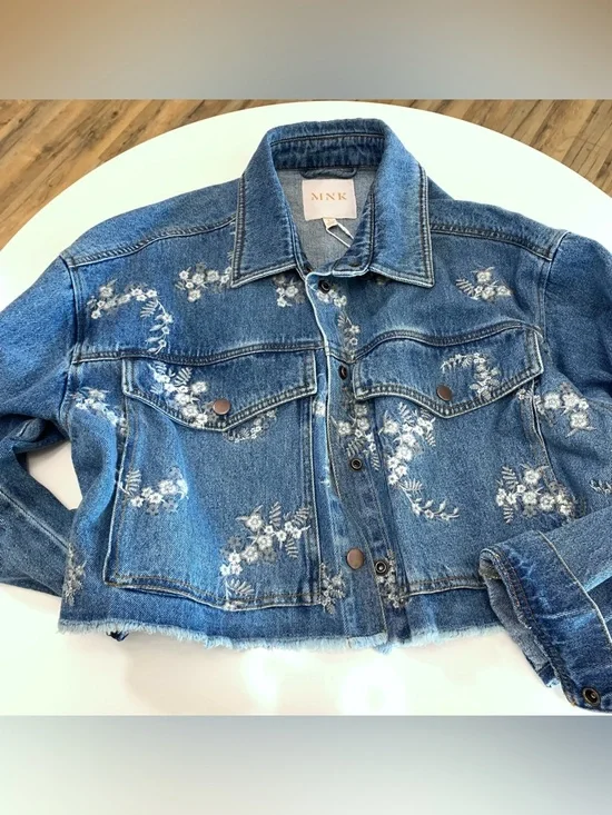 Embroidered Denim Crop Fringe Jacket - Picture 7 of 9